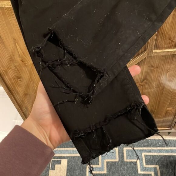 Black FRAME Le High Skinny Raw Stragger Jeans - Picture 7 of 13